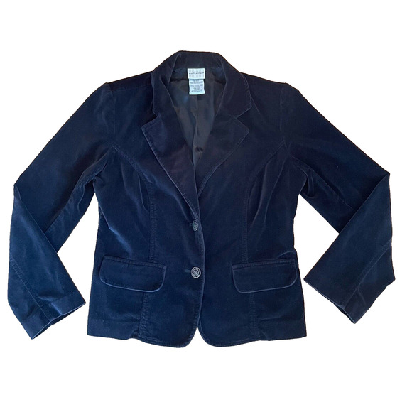 Vintage Womens Blazer Suit Jacket Black Velvet Sz S Lined Office Whimsigoth Boho - Picture 1 of 9